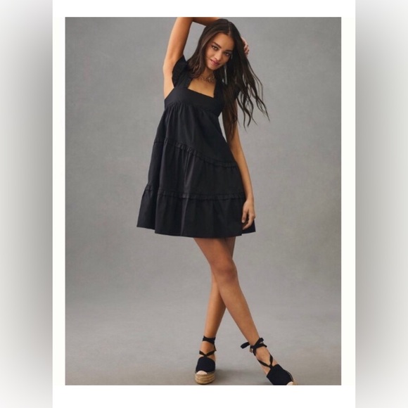 Anthropologie En Saison Black Tiered Ruffle Dress - 1X - Picture 2 of 5